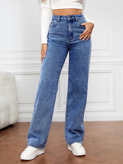 Stretch Washed Fashionable Straight Leg Boyfriend Jeans