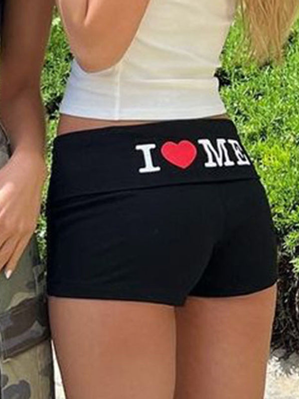 Letter Print Cropped Shorts