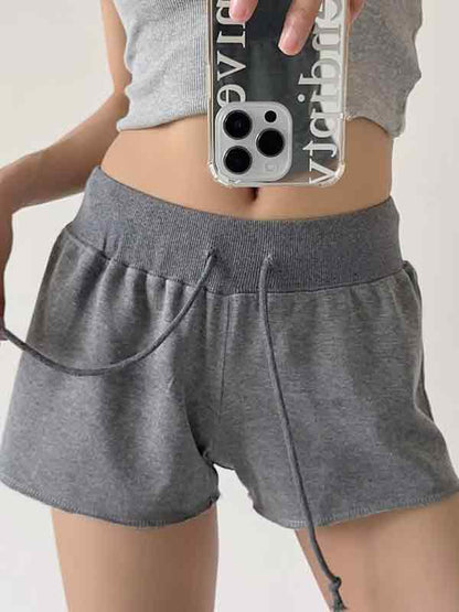 Solid Color Drawstring Shorts