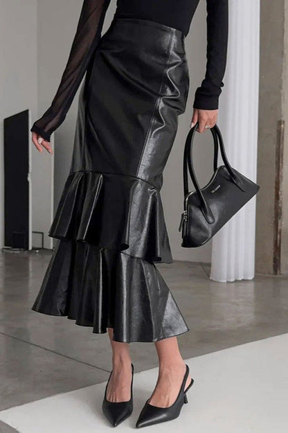 High Waist Fishtail Maxi Skirt
