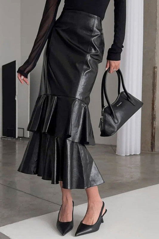 High Waist Fishtail Maxi Skirt