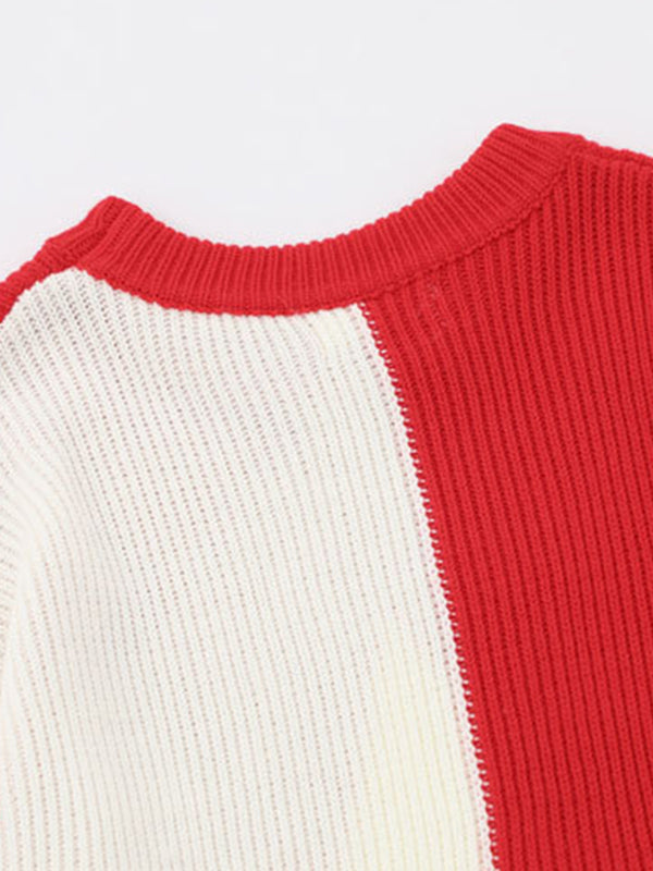 Contrast Star Jacquard Irregular Hem Sweater