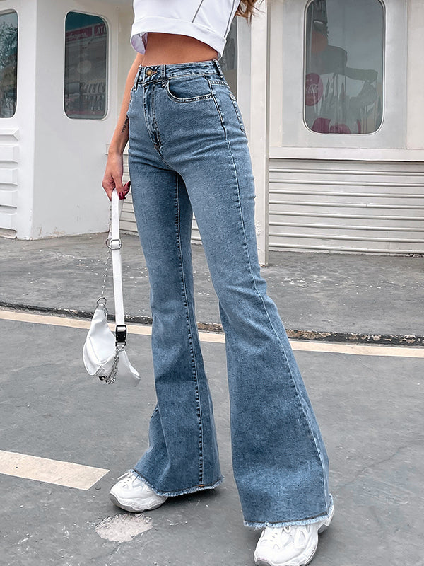 Washed High Waist Stretchy Flare Jeans
