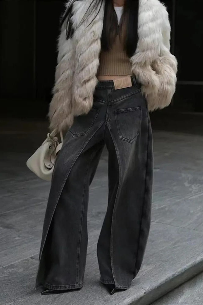 Y2K Vintage Reversible Deconstructed Wide Leg Jeans