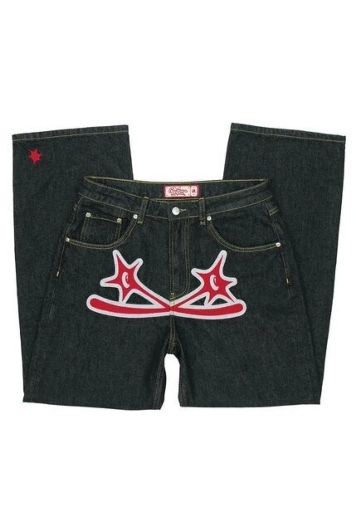 Punk Rock Y2K Print Men's Straight Denim Pants