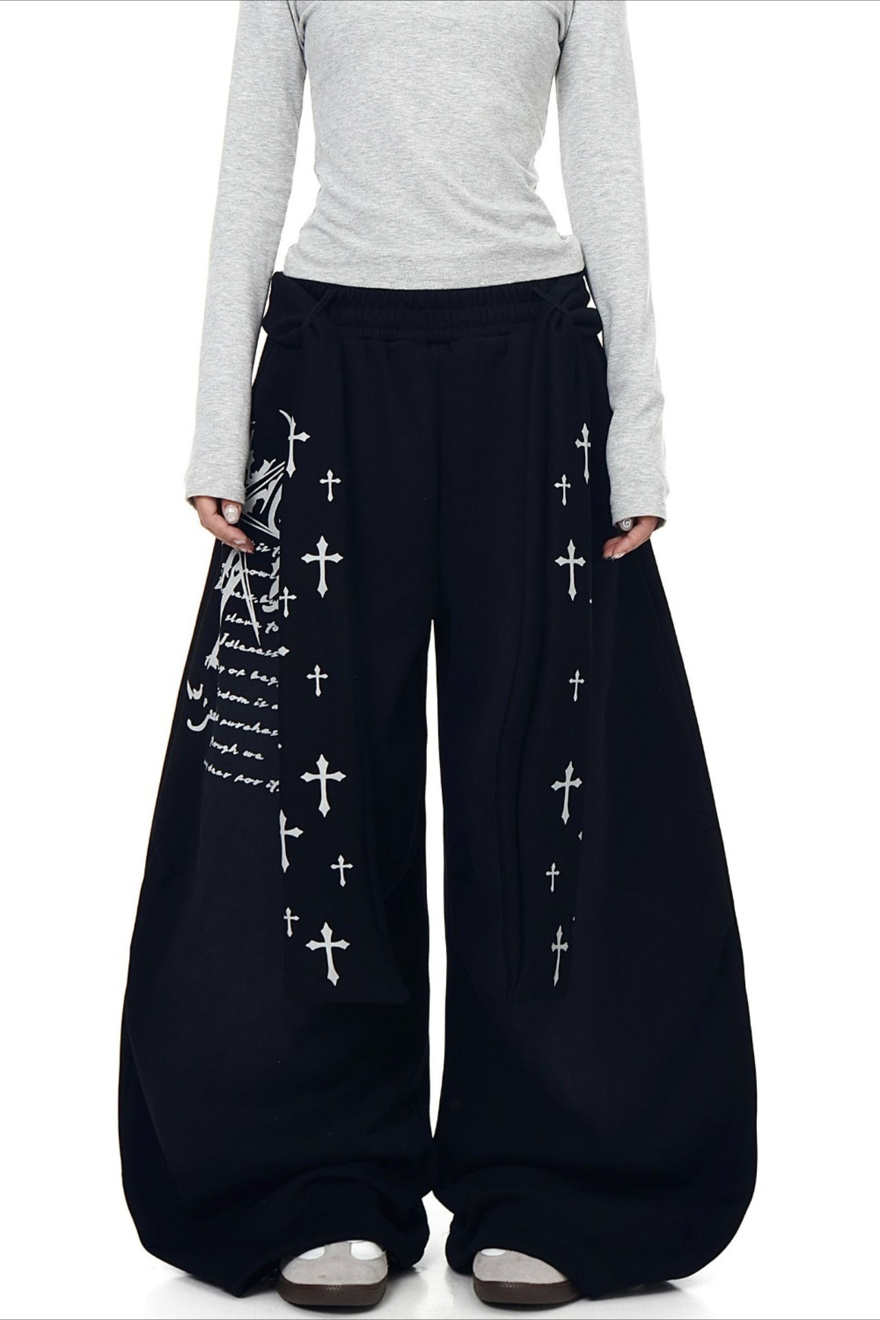 Punk Gradient Cross Fleece Wide Pants