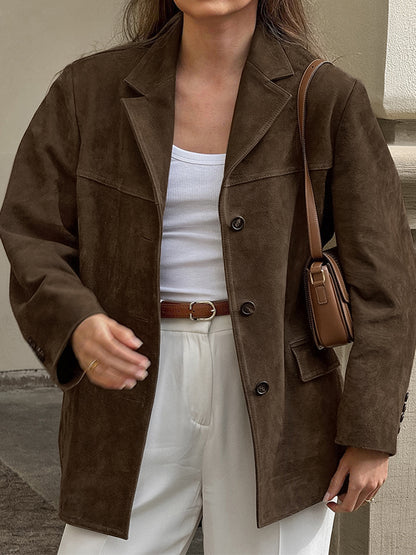 Nubuck Vintage Lapel Loose Suede Jacket