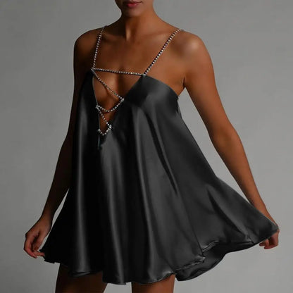 Chain Suspender Hollow Mini Dress
