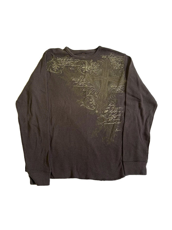 Vintage Cross Print Long Sleeve Tee
