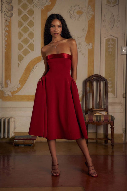 Sexy Backless Strapless Color-Block Maxi Party Dress
