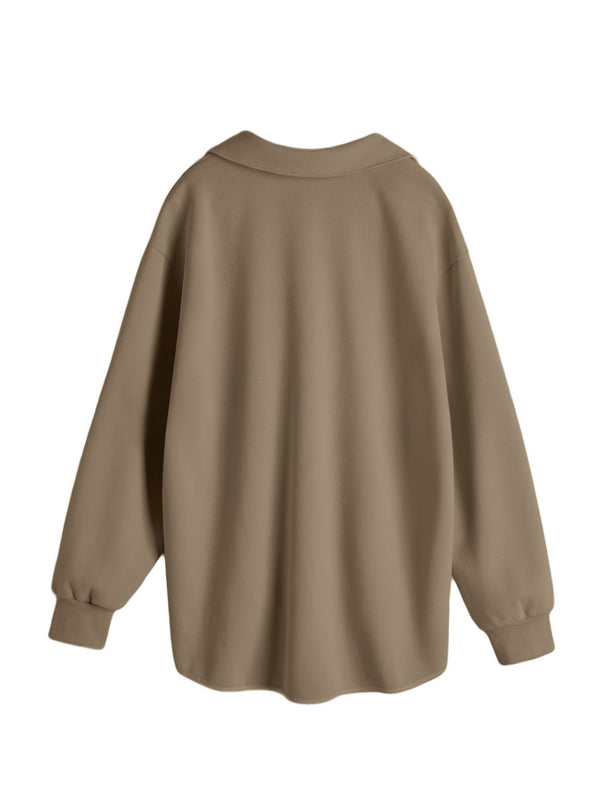 Solid Color V Neck Asymmetric Hem Oversized Hoodie