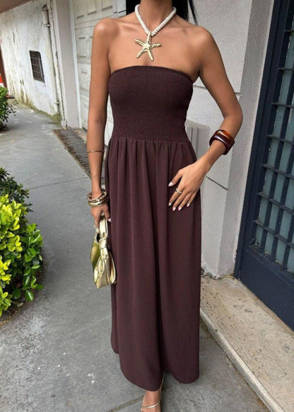 Lemon Daylight – Strapless Smocked Maxi Dress