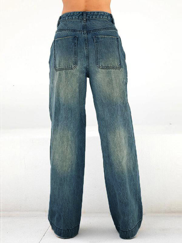 Washed Vintage Blue Versatile Boyfriend Jeans