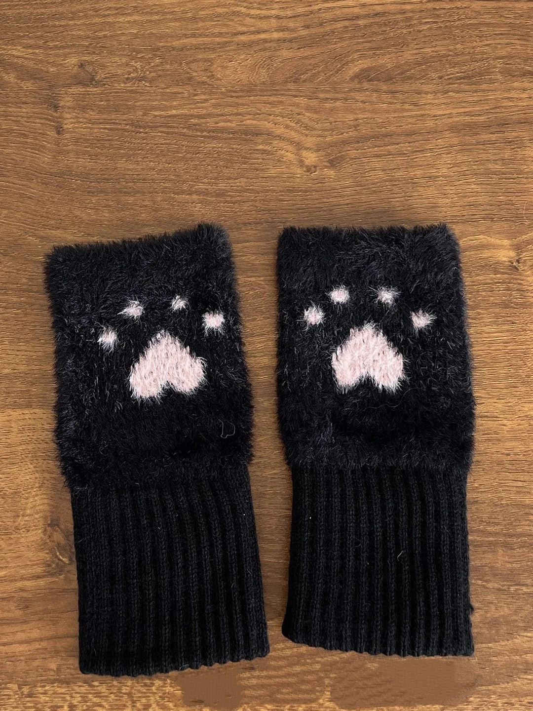 Knitted Cat Claw Half-finger Gloves