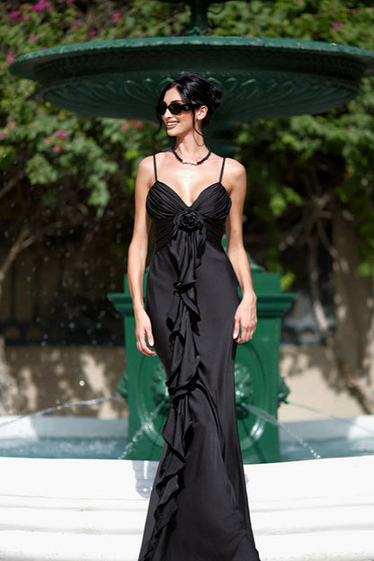 Satin Floral Tie-Back Slim Fit Slip Dress Party Dress