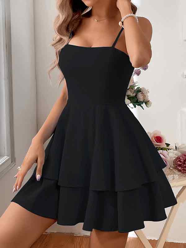 Backless Bow Tie Straps Mini Dress
