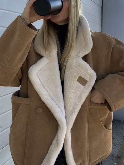 Warm Retro Lambskin Coat