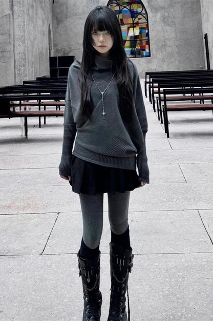 Y2k Vintage Batwing Sleeve Slim Solid Knit Top