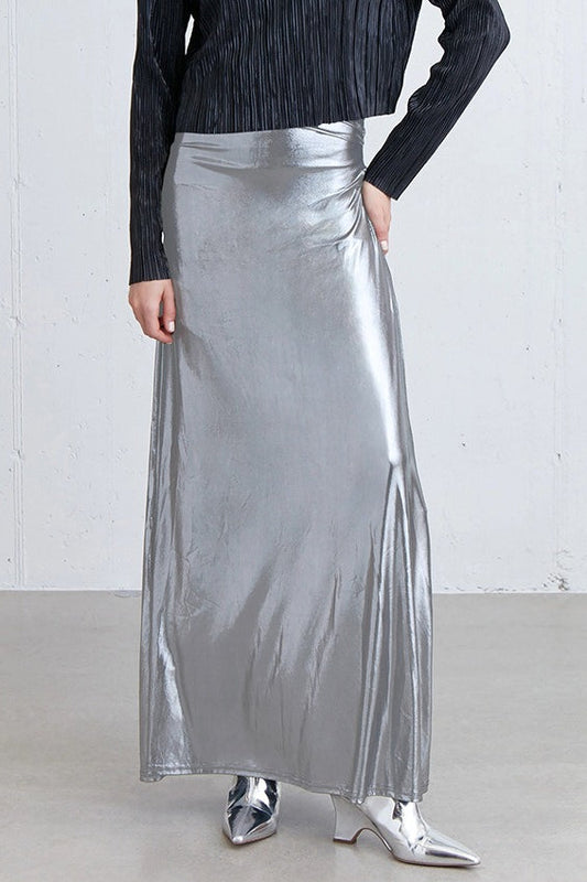 Silver Satin Reflective Skirt