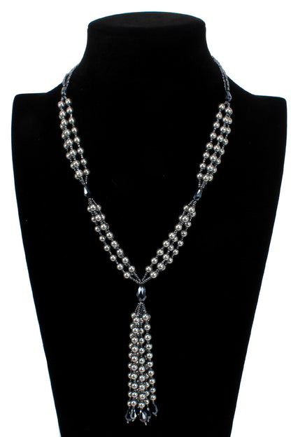 Fashionable Long Pearl Seed Bead Necklace