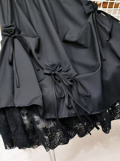 Lace Bow Splice Cute Skirt
