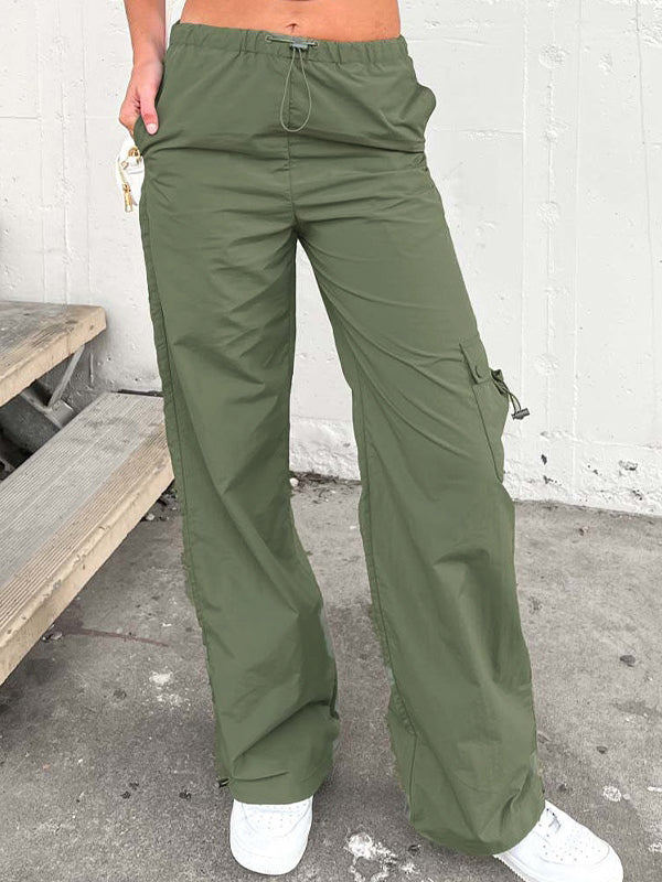 Stretchy Waist Bound Feet Cargo Pants