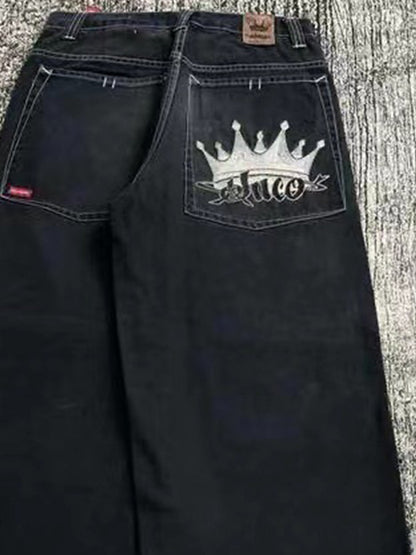 Hip Hop Trendy Brand Print Boyfriend Jeans