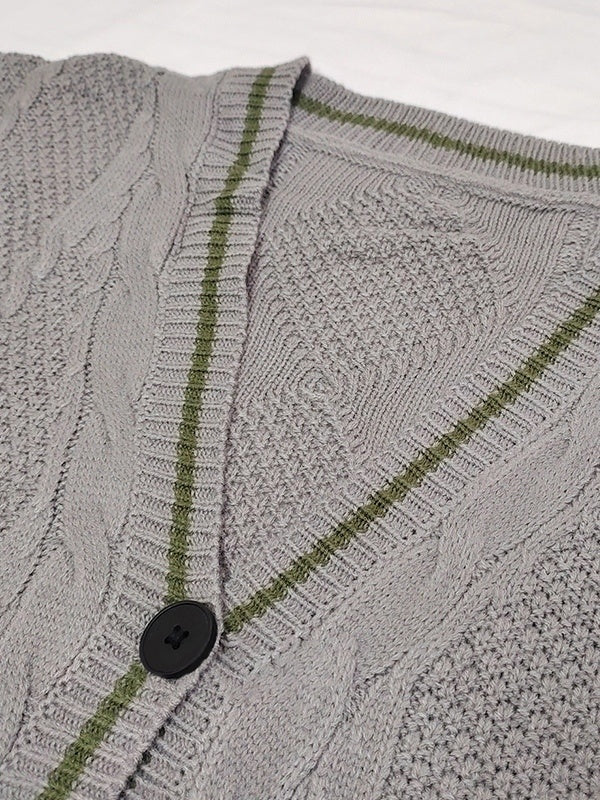Oversize Star Embroidered Cable Knit Cardigan