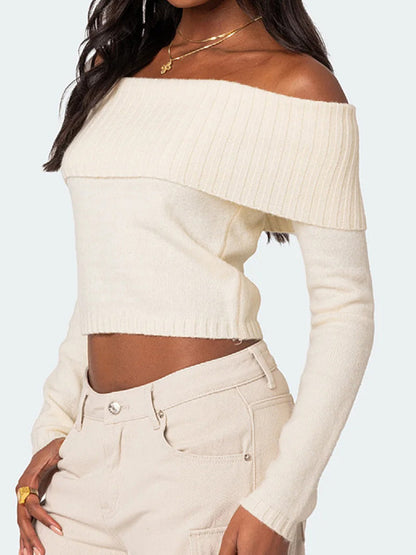 Off Shoulder Long Sleeves Knits