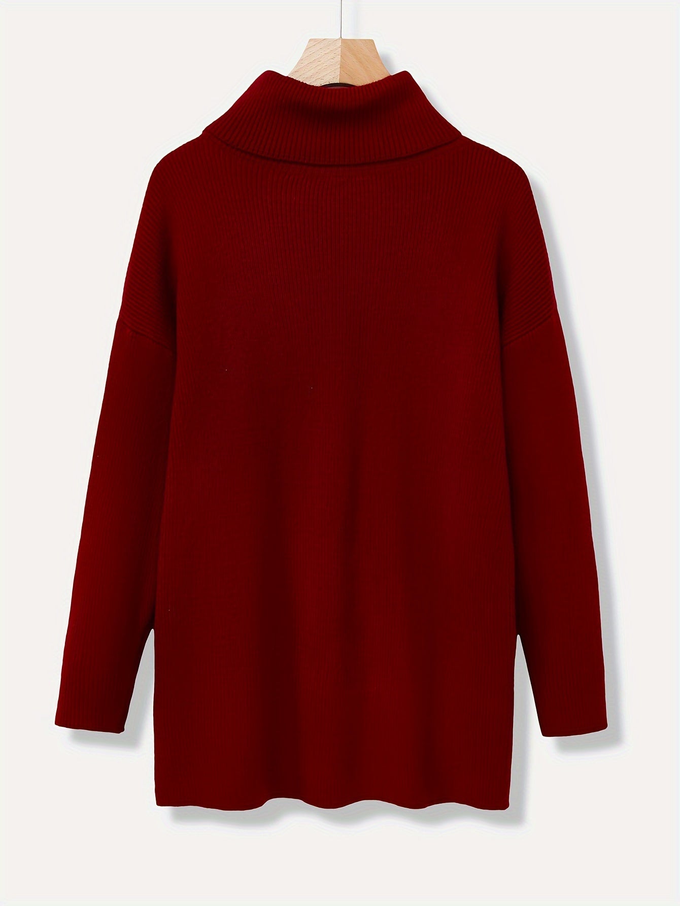 Jersey de punto de cuello alto extragrande para mujer en color liso | Ideal para otoño/invierno