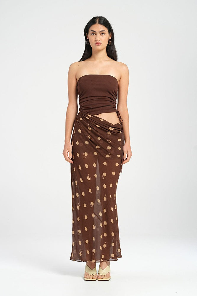 Polka Dot Strapless Bodycon Maxi Dress