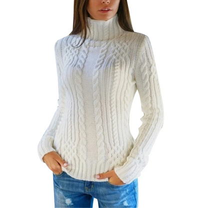 Jersey de cuello alto de punto trenzado suave para mujer | Ideal para otoño/invierno