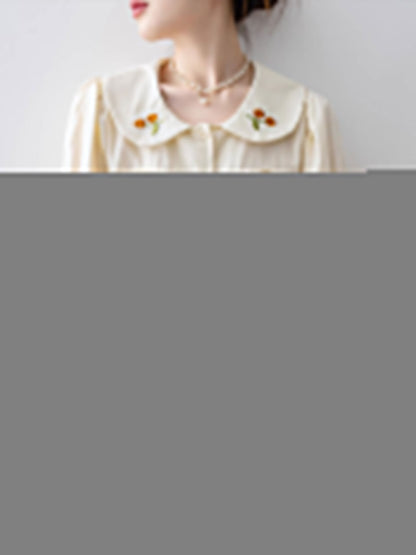 Khloe Retro Doll Collar Embroidered Top