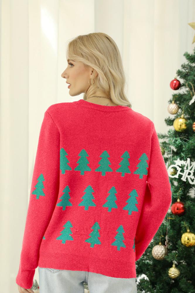 Suéter de punto con árbol de Navidad y lentejuelas brillantes 