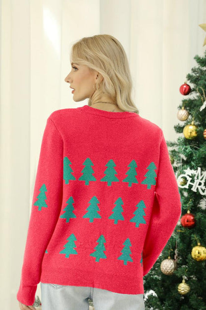 Suéter de punto con árbol de Navidad y lentejuelas brillantes 