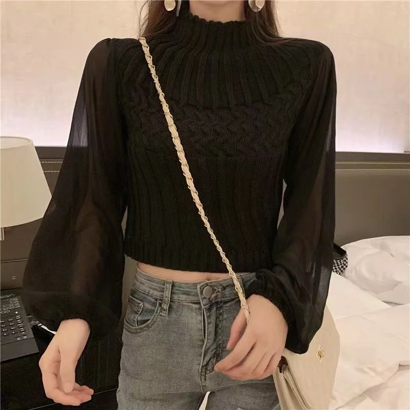 Chaleco de punto moderno para mujer con mangas transparentes | Ideal para otoño/invierno