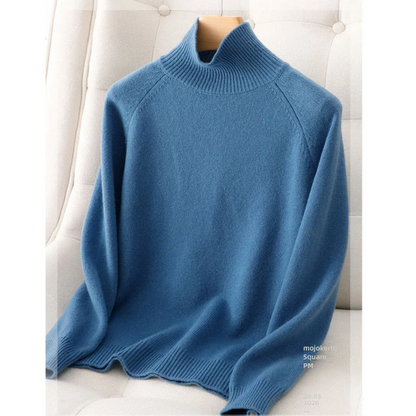 Jersey de cuello alto de punto resistente al viento para mujer | Ideal para otoño/invierno