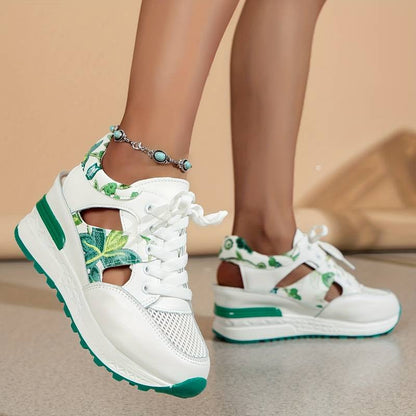 Women’s Stylish Floral Platform Sneakers with Cutout Design | Ideal for All Seasons