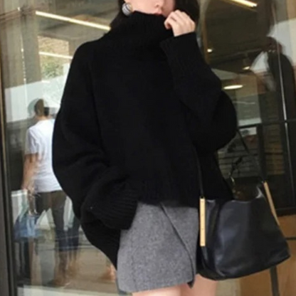 Jersey de punto holgado y suave con cuello alto para mujer | Ideal para otoño/invierno