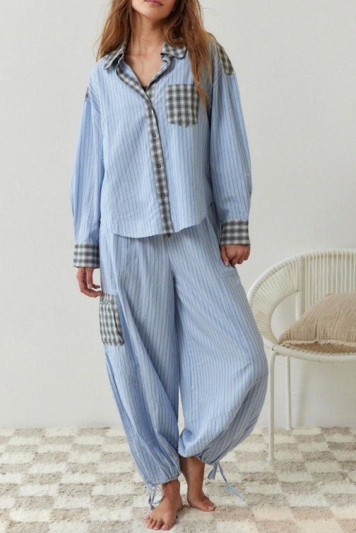 Conjunto de pijama azul cielo con empalme suelto