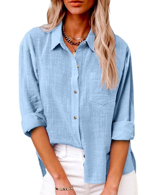 Camisa elegante de lino de manga larga con botones | Ideal para días informales