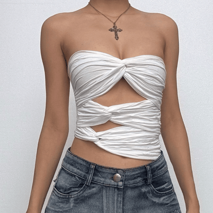 Sweetheart neck hollow out tube cut out top  | Festival Outfits Women