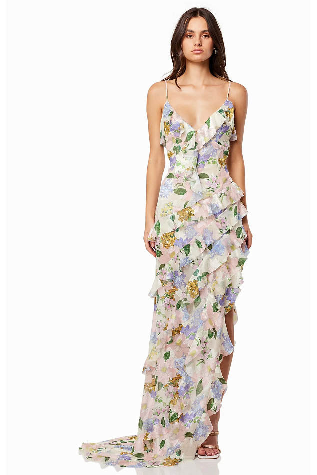 Vestido de organza con hombros descubiertos para primavera y verano