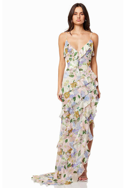 Vestido de organza con hombros descubiertos para primavera y verano