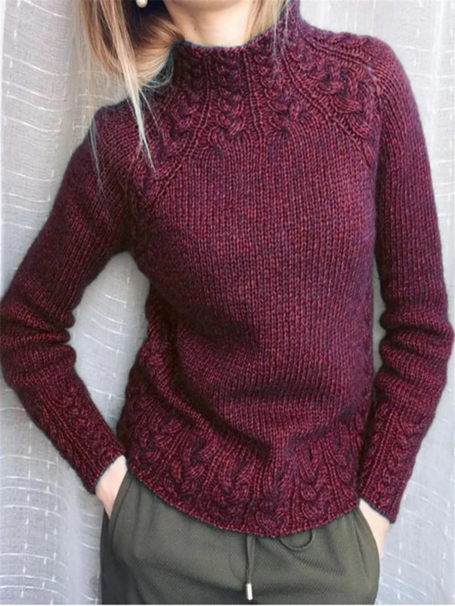 Jersey de punto trenzado ajustado y moderno para mujer | Ideal para otoño/invierno
