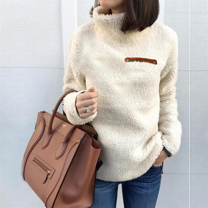 Suéter polar de cuello alto para mujer con bolsillo con cremallera | Ideal para el invierno