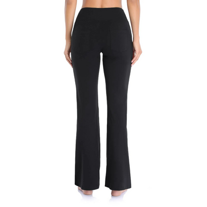 Women's Sporty High Waisted Flared Pants with Side Pockets | Great for All-Season Casual Days