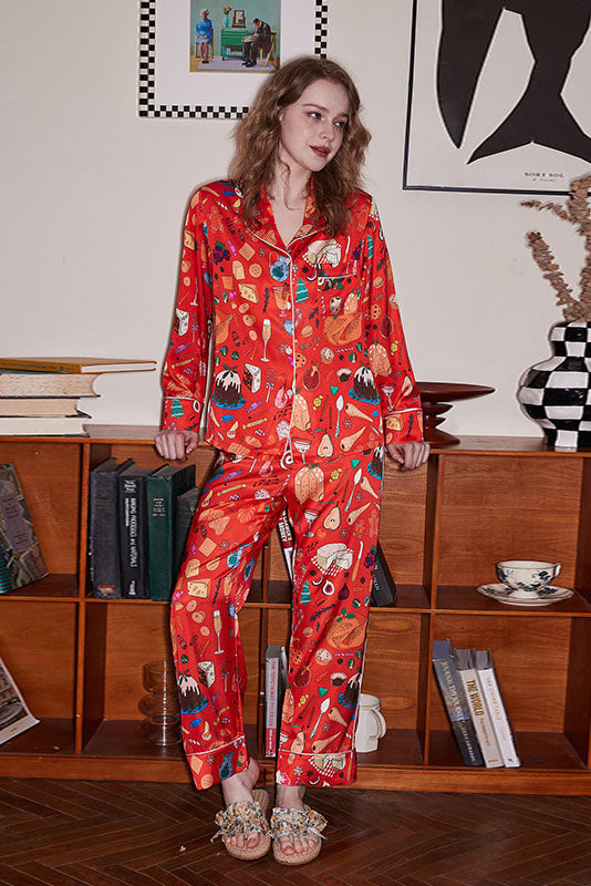 Conjunto de pijama de postre naranja