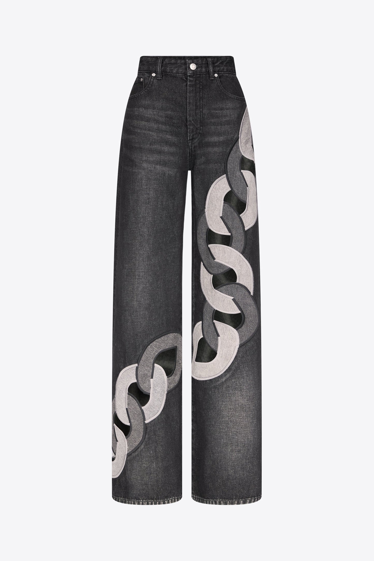 Conjunto de jeans irregulares con anillo de bloqueo