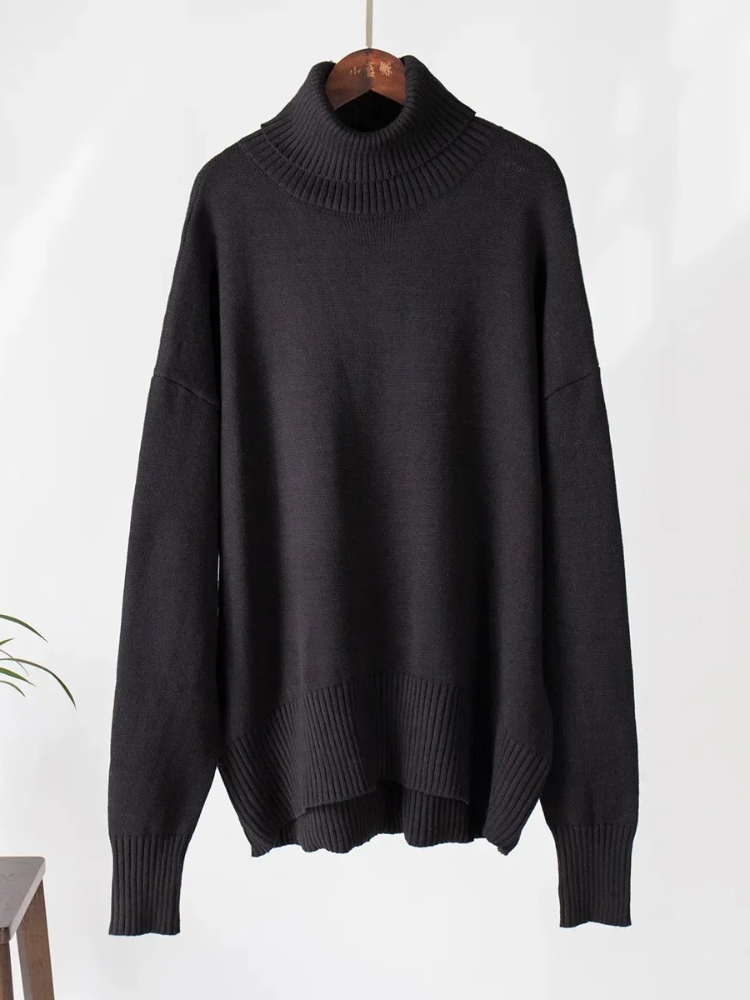 Jersey de cuello alto transpirable de gran tamaño para mujer | Ideal para otoño/invierno